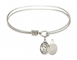 Cable Bangle Bracelet with a Saint Camillus of Lellis Doctors Charm [BRC90198]