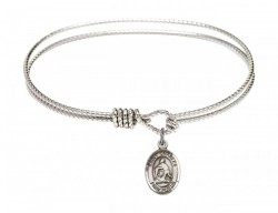 Cable Bangle Bracelet with a Saint Charles Borromeo Charm [BRC9020]