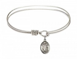 Cable Bangle Bracelet with a Saint Hubert of Liege Charm [BRC9045]