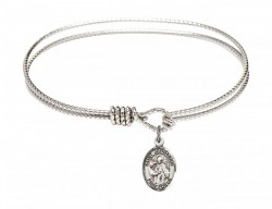 Cable Bangle Bracelet with a Saint Januarius Charm [BRC9351]