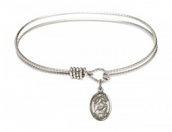 Cable Bangle Bracelet with a Saint Jason Charm [BRC9051]