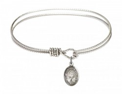 Cable Bangle Bracelet with a Saint John Baptist de la Salle Charm [BRC9262]