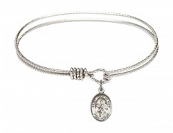 Cable Bangle Bracelet with a Saint John of God Charm [BRC9112]