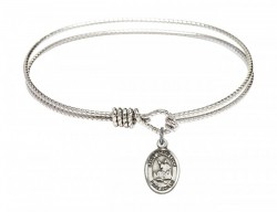 Cable Bangle Bracelet with a Saint John Licci Charm [BRC9358]