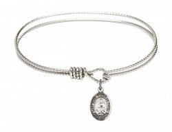 Cable Bangle Bracelet with a Saint Marie Magdalen Postel Charm [BRC9294]