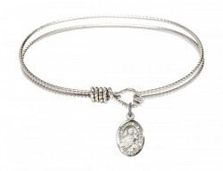 Cable Bangle Bracelet with a Saint Martin de Porres Charm [BRC9089]