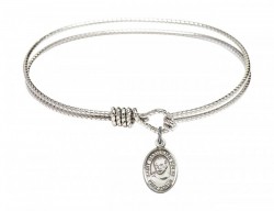 Cable Bangle Bracelet with a Saint Maximilian Kolbe Charm [BRC9073]