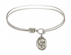 Cable Bangle Bracelet with a Saint Meinrad of Einsiedeln Charm [BRC9307]