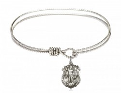 Cable Bangle Bracelet Saint Michael Shield Charm [BRC5699]