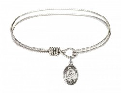 Cable Bangle Bracelet with a Saint Perpetua Charm [BRC9272]