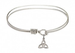Cable Bangle Bracelet with a Trinity Irish Knot Charm [BRC5100]