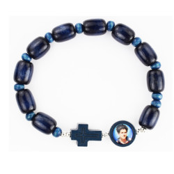 Carlo Acutis Blue Wood Rosary Bracelet [MVBR042]