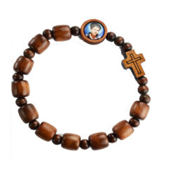 Carlo Acutis Square Brown Wood Rosary Bracelet  [MVBR043]