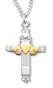 Celtic Claddagh Two-Tone Cross Pendant [HMCR1018]