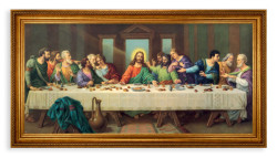 Church Size Last Supper 44x22 Antiqued Frame w Textured Print [HFA4763]