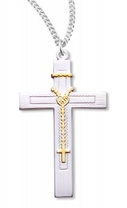 Cross Pendant Sterling Silver Two Tone [RECR1004]