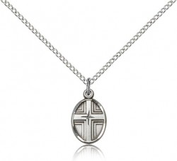 Women's Cross in Cross Oval Pendant [BM0146]