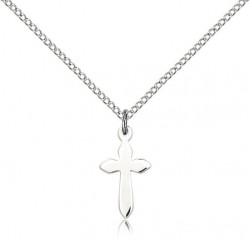 High Polished Budded Etched Cross Pendant [BM0170]
