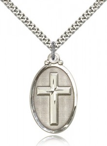 Raised Cross on Oval Pendant [BM0171]