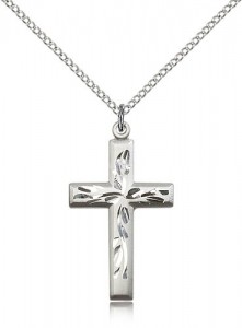 Women's Square Edge Cross with Vine Etching [BM0182]