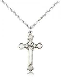 Floral Center Women's Cross Necklace [BM0187]