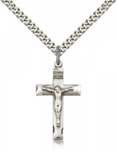Women's Etched Border Crucifix Medal [BM0253]
