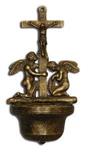 Crucifixion Angel Water Font With Angels 12 Inches [FT0305]