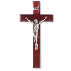 Crown of Thorns Dark Cherry Wall Crucifix - 12 inch [CRX4242]