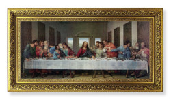 Davinci Reproduction Last Supper Print in Ornate Gold-Leaf Frame - 2 Sizes [HFA4791]