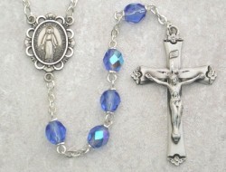 December Birthstone Rosary (Zircon) - Sterling Silver [MVR012]