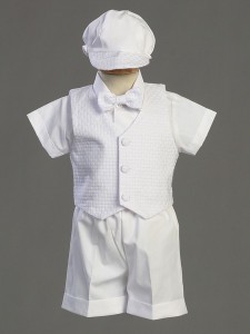 Dexter Polycotton Baptism Short Set with Basketweave Vest  [LCC0022]
