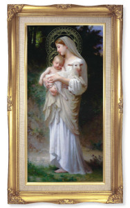 Divine Innocence Gold-Leaf Frame with Linen Border Art [HFA4780]