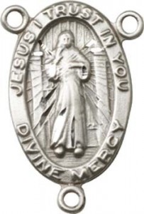 Divine Mercy Sterling Silver Rosary Centerpiece [BLCR0140]