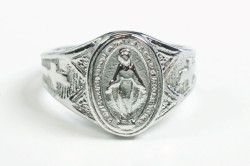 Extra Large Miraculous Medal Sterling Silver Ring [BC0218]