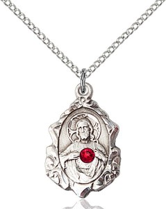 Fancy Edge Scapular Pendant with Birthstone Options [BLST0822]