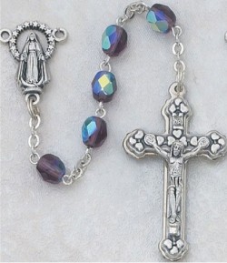 February Birthstone Rosary (Amethyst) - Silver Oxidized [MVR038]