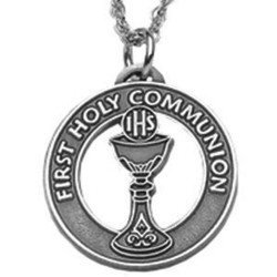 First Holy Communion Pendant Round with Chalice [TCG0392]