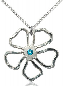 Five Petal Flower Pendant with Birthstone Center [BLST5109]
