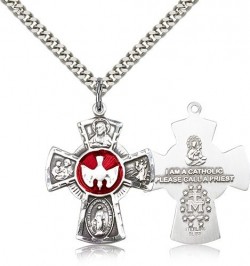 Men's Red Enamel Dove Center Five-Way Medal [CM2093a]