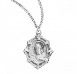 Fleur de Lis Point Scapular Medal Sterling Silver Necklace [REM2125]