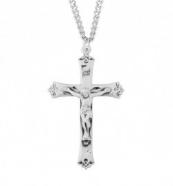 Flower Tip Men's Crucifix Necklace [HMM3300]