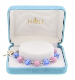 Flower Venetian Glass Rosary Bracelet, Sterling Silver [HRB1007]