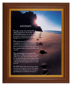 Footprints In the Sand Poem 8x10 Textured Artboard Dark Walnut Frame [HFA5460]