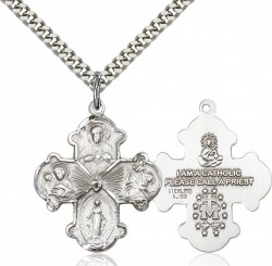 Men's Wide Tip Four Way Medal with Radiant Heart Center [CM2089]
