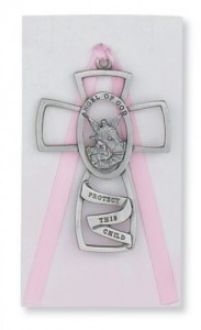 Girl Guardian Angel Crib Cross, Pewter [CFSCB0004]