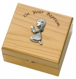 Girl's Baptism Maple Wood Keepsake Box [SRB1002]