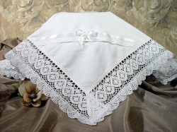 Girls Cotton Batiste Blanket with Cluny Trim [BLA010]