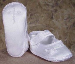 Girls Satin Shoe with Celtic Cross and Rosette [BSH008]