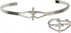 Girls Cross Bracelet and Ring Set Silver or Gold Plated [BR2349]
