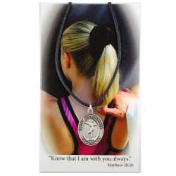 Girl's St. Christopher Gymnastics Medal with Leather Cord and Prayer Card [MV1095]